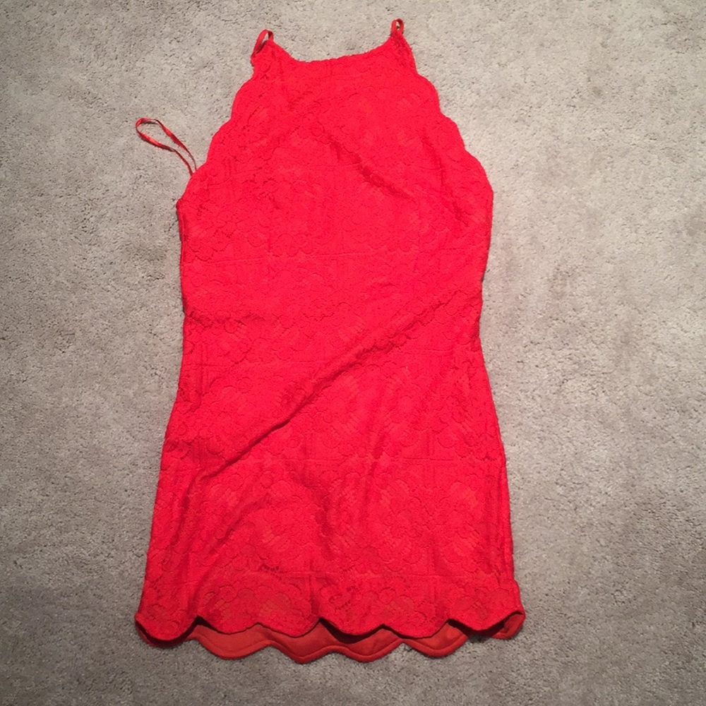 Petite Red  lace halter Bodycon Dress
